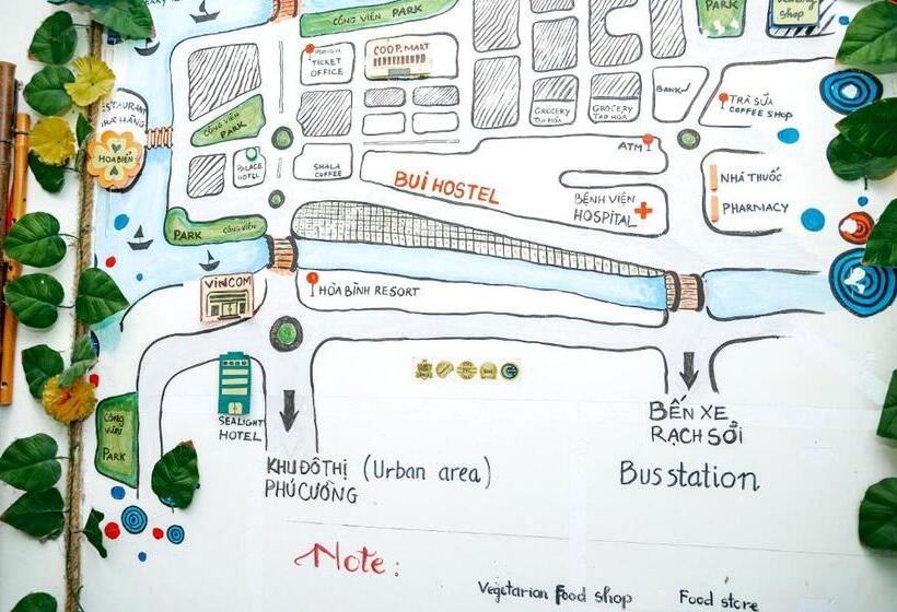 هتل Bụi Hostel Bến Tàu Rạch Giá