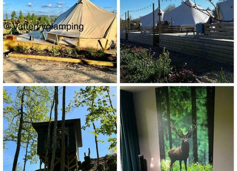 ベッドアンドブレックファースト Vättervy Glamping Med Tält Och Stugor