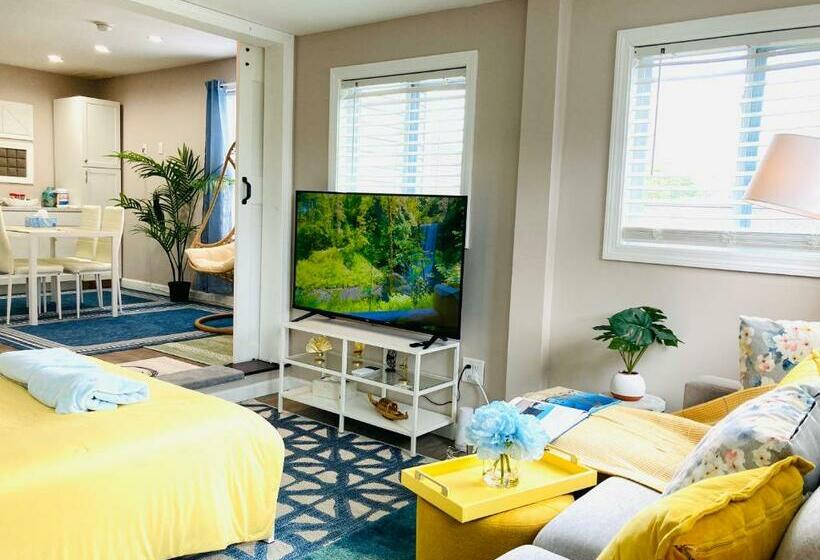 Garden View Apartment With 2 Bedrooms, 1 Bathroom, Work Out Area, Kitchen, And Living Room