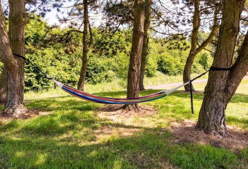 Green Tiny House With Shared Pool