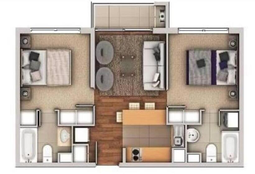 Lindo Y Acogedor Depto. De 2dormitorios+2baños