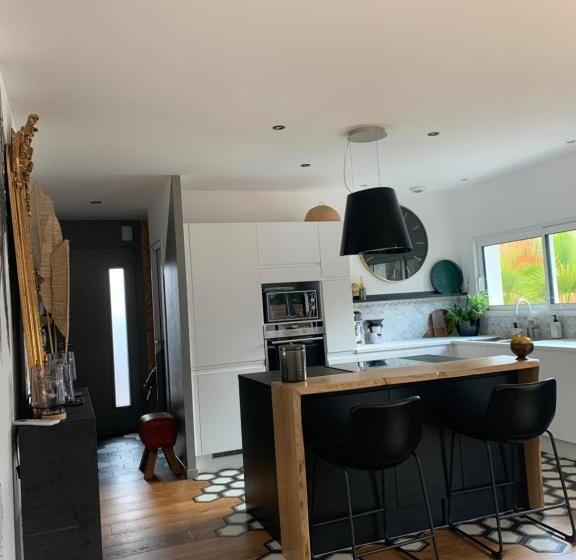 Villa Aux Palmiers,piscine 28°,pétanque,coeur Bassin