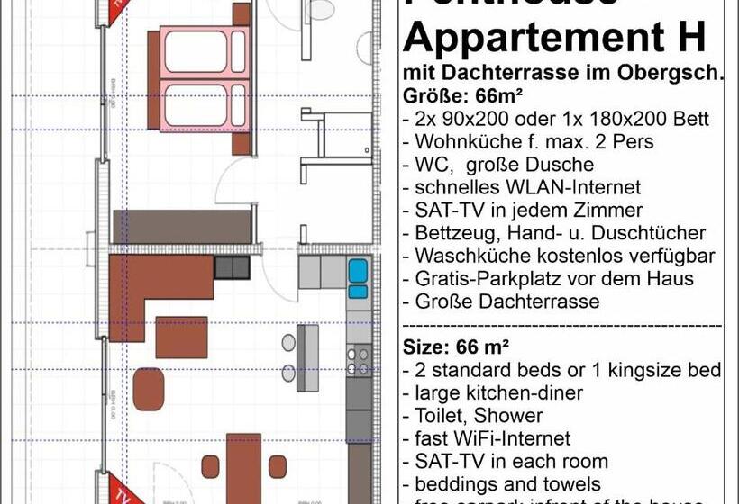 Appartementhaus Am Kornfeld   10 Apartments, 40 Betten, Raucher Balkon, Waschraum