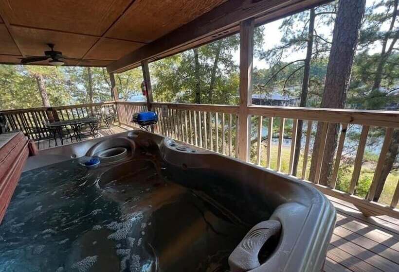 Lake View Two Bedroom, Two Bath Log Sided Cottage With Private Hot Tub Overlooking Lake Ouachita. By