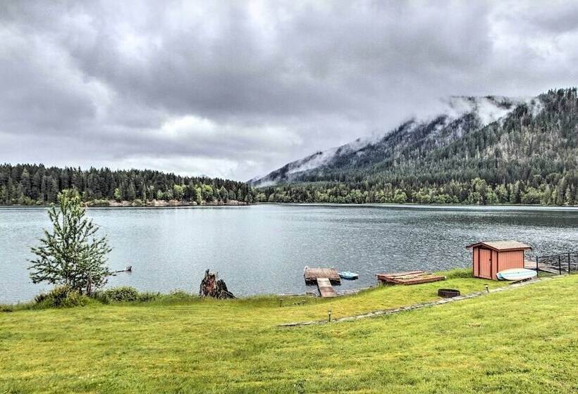 Lakefront Cabin W/ Stunning Mountain Views & Dock!