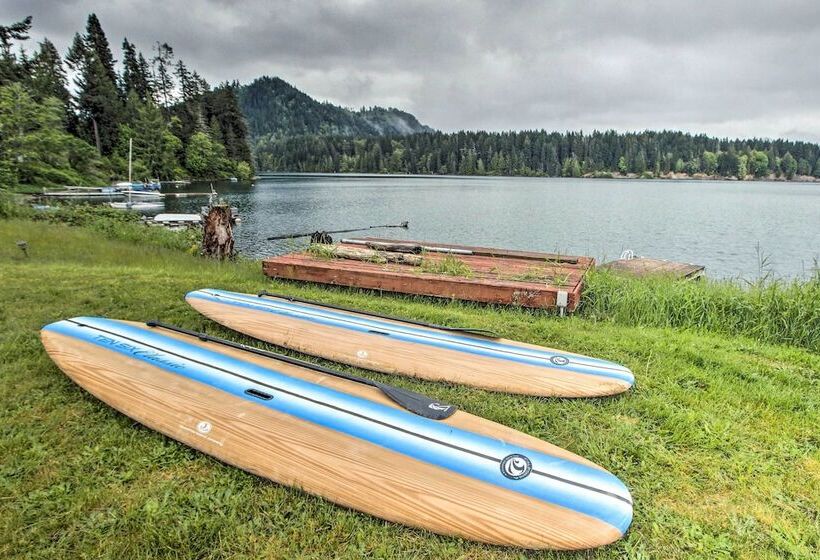 Lakefront Cabin W/ Stunning Mountain Views & Dock!