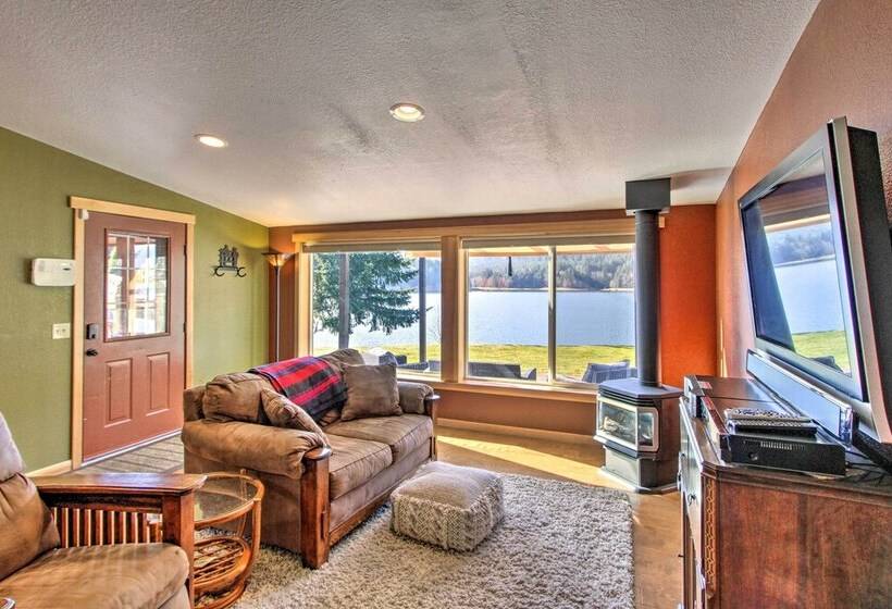 Lakefront Cabin W/ Stunning Mountain Views & Dock!