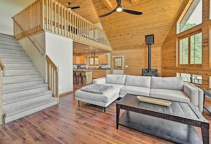 Chalet Style Pine Cabin W/ Wraparound Deck & Views