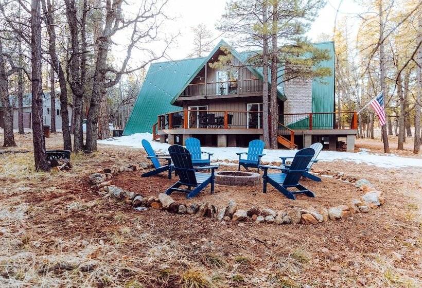 Furnished Deck + Fire Pit: Happy Jack Cabin