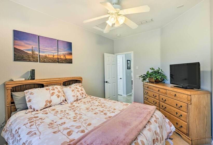 Bright Bullhead City Abode Fire Pit & Patio!