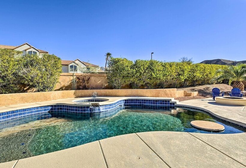 Bright Bullhead City Abode Fire Pit & Patio!