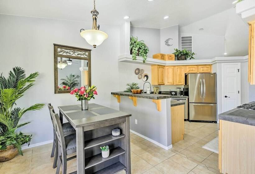 Bright Bullhead City Abode Fire Pit & Patio!