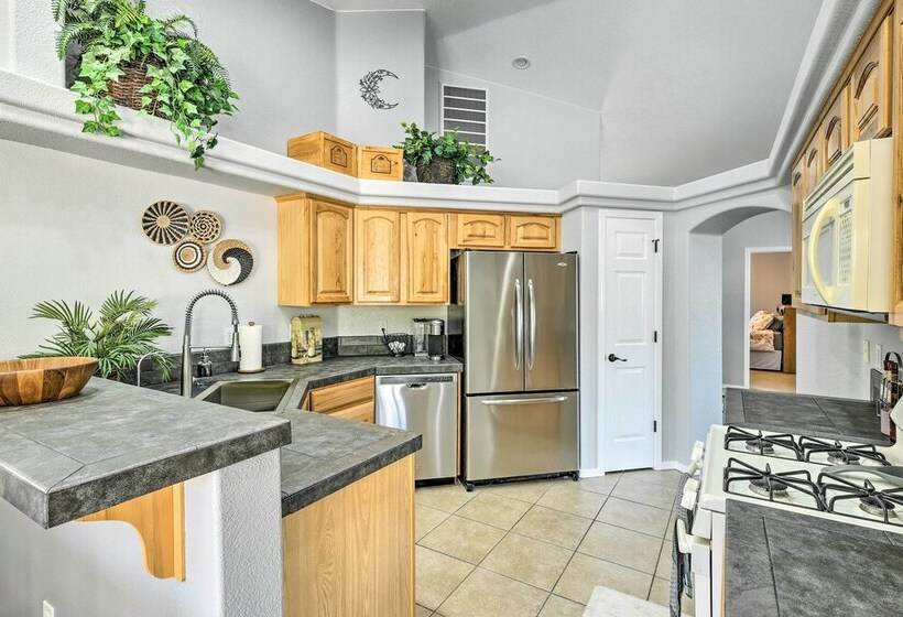 Bright Bullhead City Abode Fire Pit & Patio!