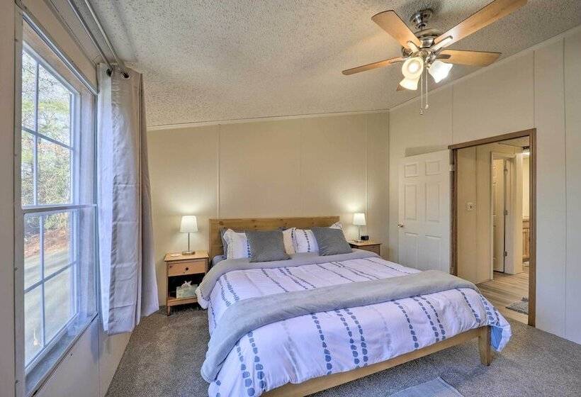 Deck + 2 Fire Pits: Riverfront Spruce Pine Rental!