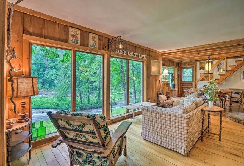 The Mill River Cabin W/ Fireplace & River View!