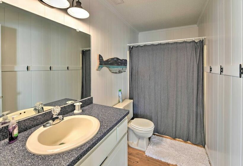 Waterfront Harkers Island Home: Sunset View & Dock