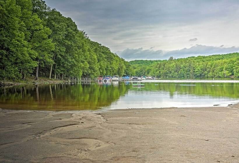 Furnished Deck + Fire Pit: Lake Wallenpaupack Home
