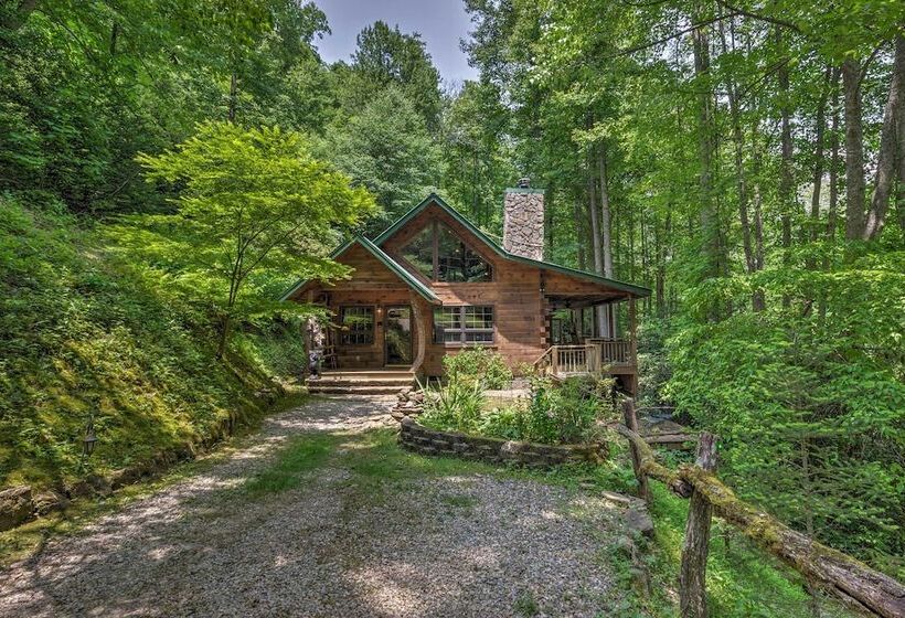 Streamside Bryson City Cabin W/ Hot Tub & Sauna
