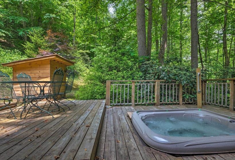 Streamside Bryson City Cabin W/ Hot Tub & Sauna