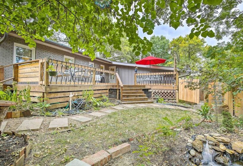 Overland Park Home W/ Deck & Waterfall Pond!