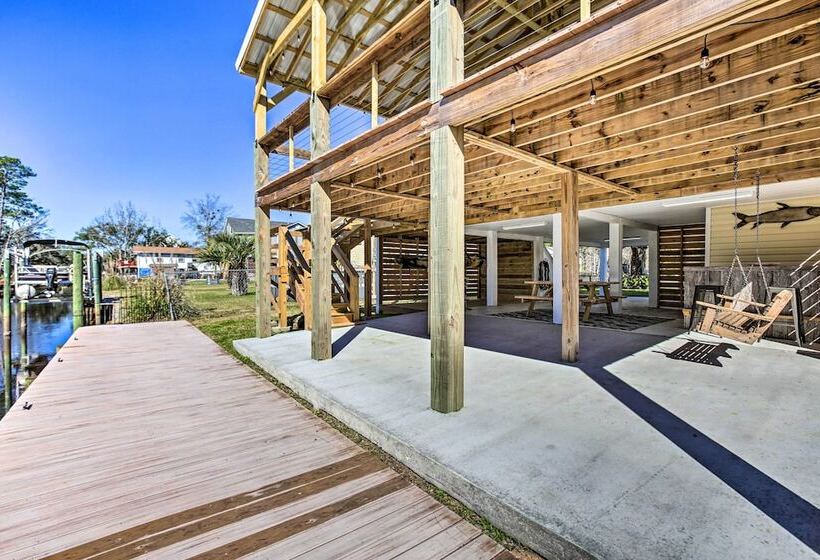 Waterfront Bay St Louis Oasis W/ Deck & Dock!