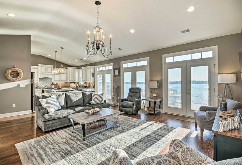 Elegant Lakefront Gem W/ Dock + Sunset Views!
