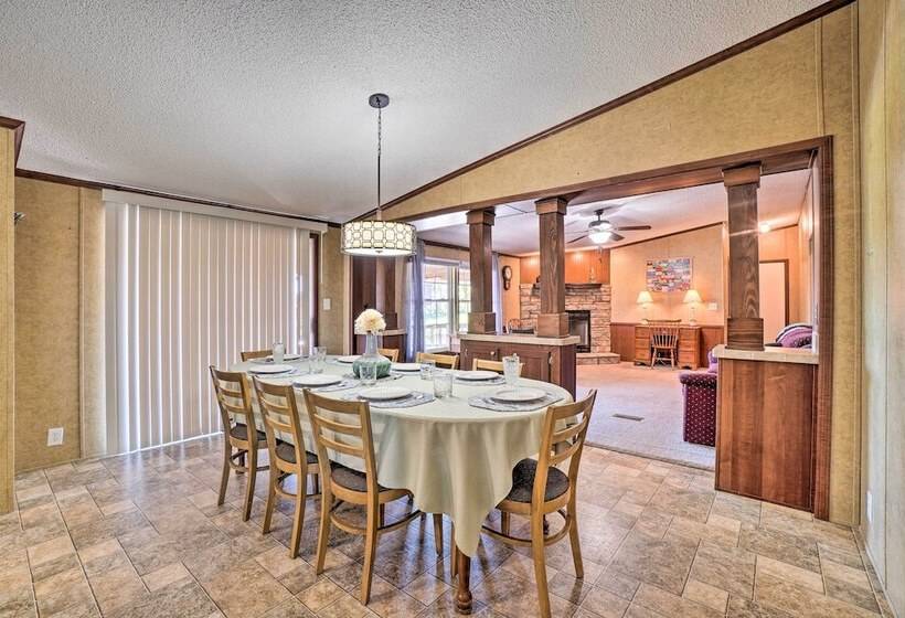 Monett Family Ranch Home W/ Fireplace & Huge Deck!