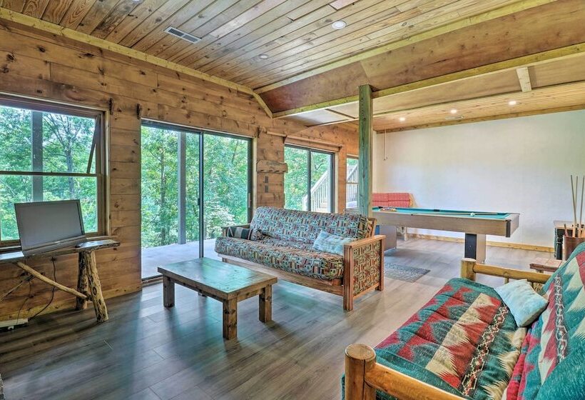 Deck + Game Room: Lakefront Landrum Cabin!