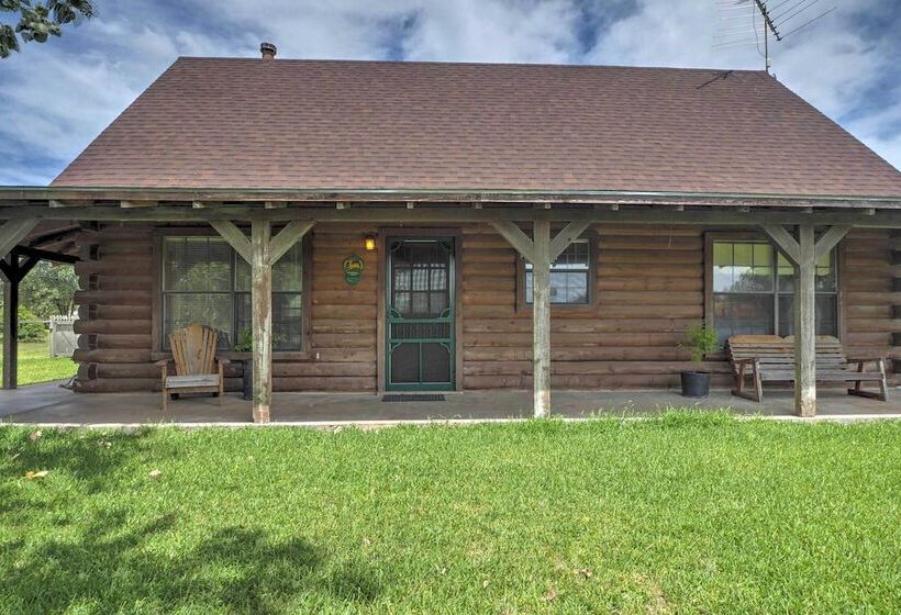On Farm: Rustic Carmine Log Cabin W/ Porch!
