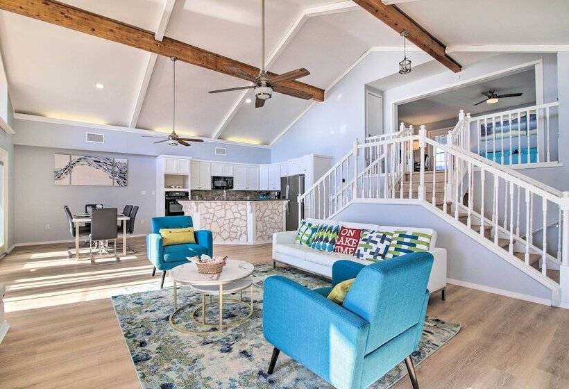 Sunny Lakefront Escape W/ Private Beach & Deck