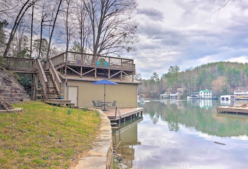 2 Story Deck: Waterfront Lake Lure Home!