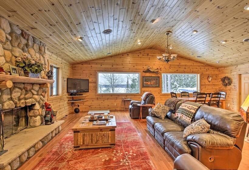 Waterfront Pike Lake Retreat: Snowmobile Paradise