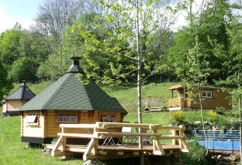 פנסיון Escapade Romantique: Cabane Avec Terrasse Panoramique, Poêle à Bois Et éclairage Multicolore   Fr 1
