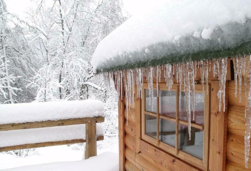 פנסיון Escapade Romantique: Cabane Avec Terrasse Panoramique, Poêle à Bois Et éclairage Multicolore   Fr 1