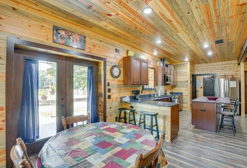 Fire Pit At Dog Friendly Countryside Quitman Cabin