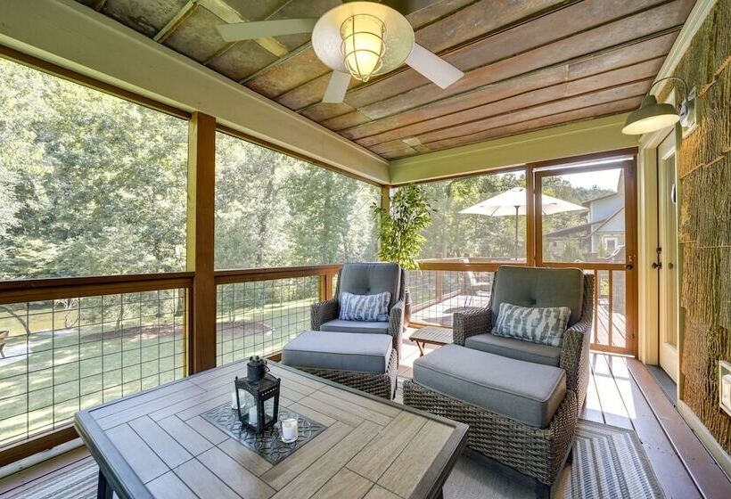 Deck + Mtn Views: Riverfront Cullowhee Home
