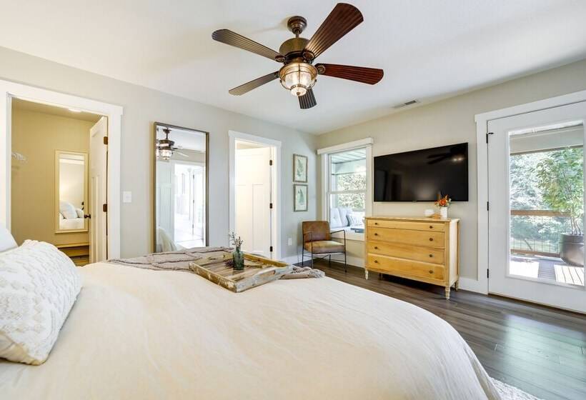 Deck + Mtn Views: Riverfront Cullowhee Home