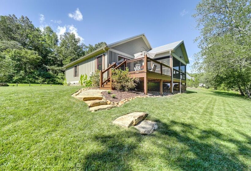 Deck + Mtn Views: Riverfront Cullowhee Home