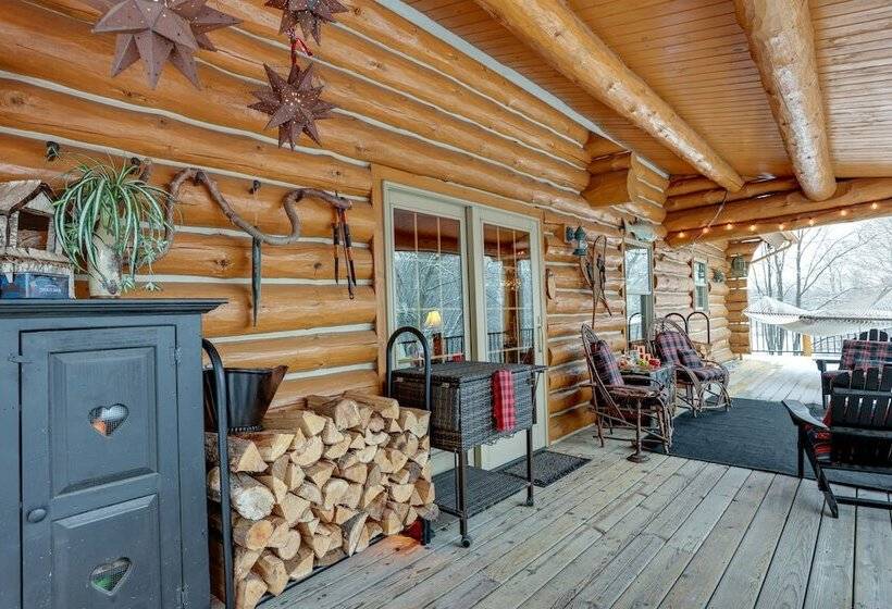 Quiet Thompsonville Log Home: Deck & River Access!
