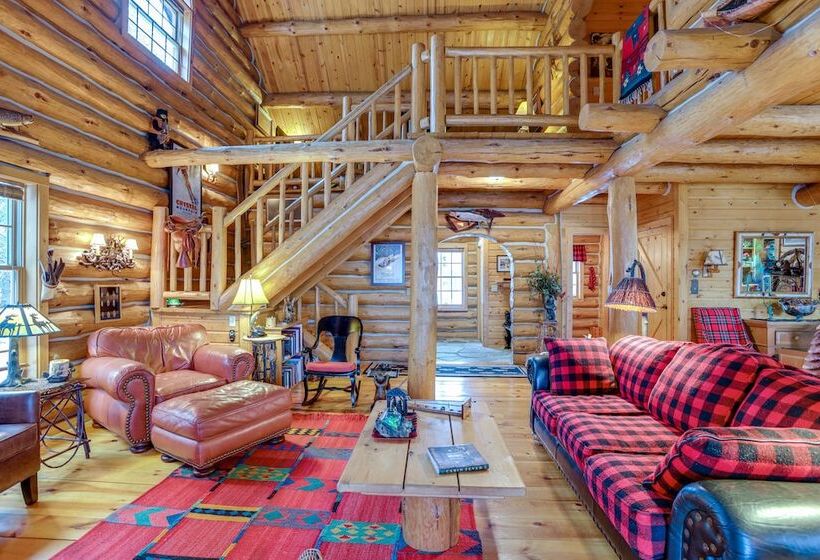 Quiet Thompsonville Log Home: Deck & River Access!