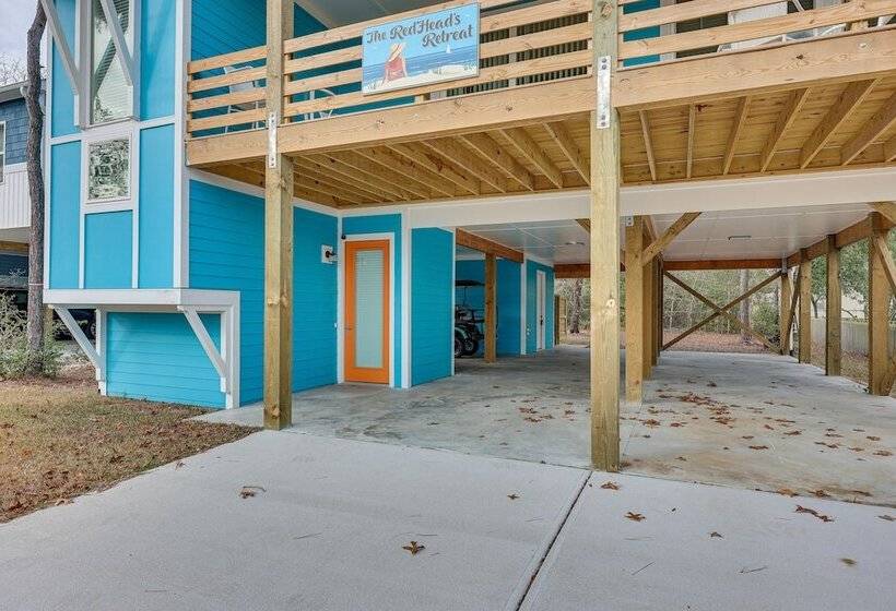 Oak Island Coastal Home W/ Covered Deck!