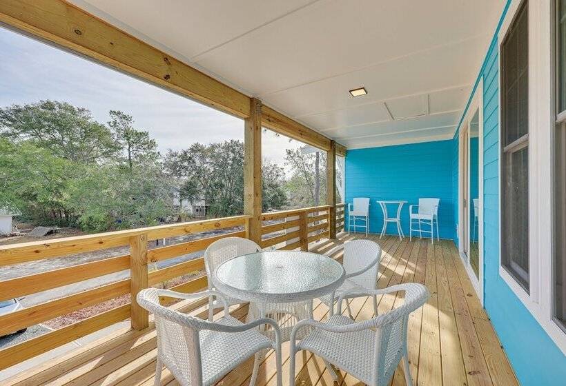 Oak Island Coastal Home W/ Covered Deck!