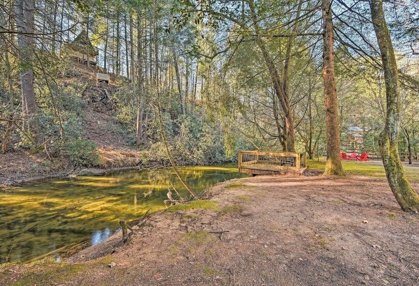Blue Ridge Mtns Creekside Cabin W/ Hot Tub + Pier!