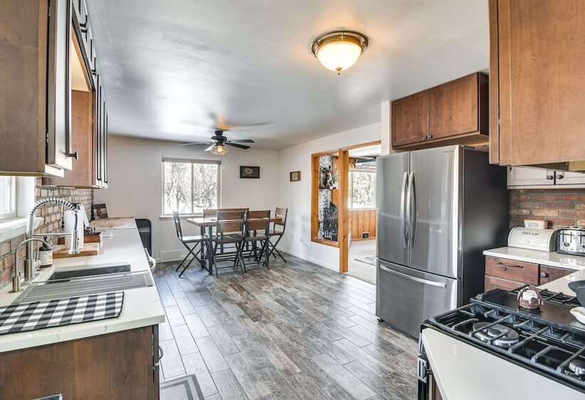 Riverfront Pine Cabin W/ Hot Tub & Mountain Views!