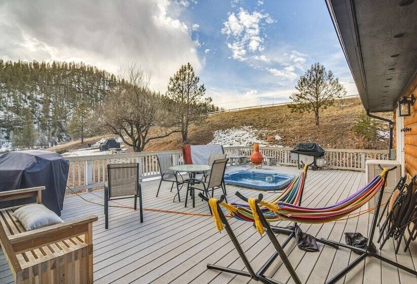Riverfront Pine Cabin W/ Hot Tub & Mountain Views!