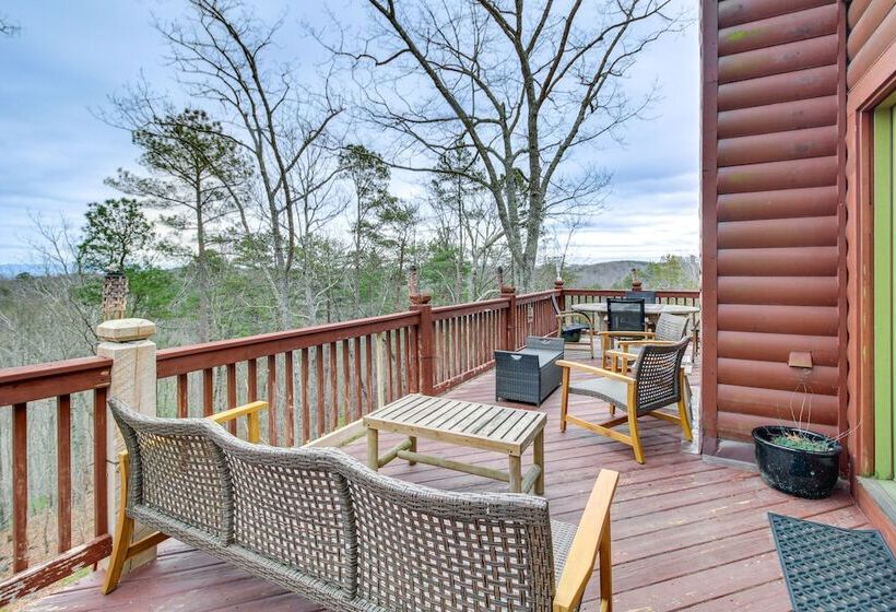 North Georgia Log Home W/ Long Range Views