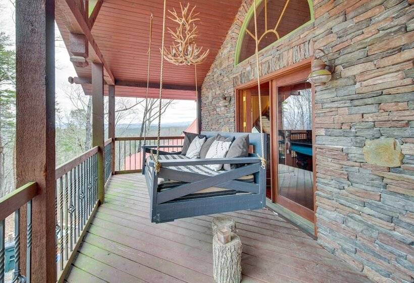 North Georgia Log Home W/ Long Range Views