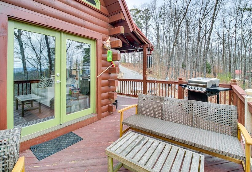 North Georgia Log Home W/ Long Range Views