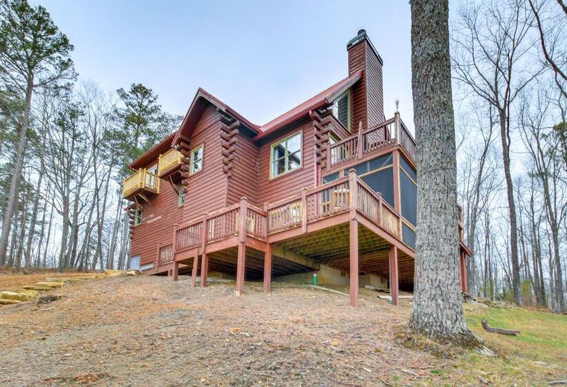 North Georgia Log Home W/ Long Range Views