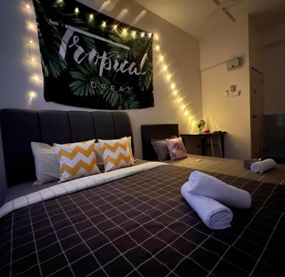 הוסטל Room1#ig Theme Bargainous#shared Bathroom#3pax#2min Kek Lok Si